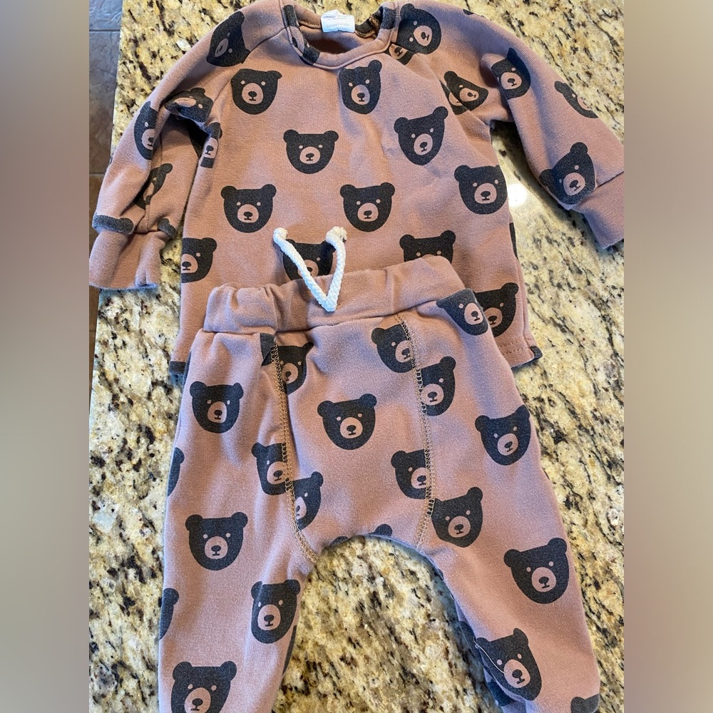 Little One Shop Brown Bear Lounge Set, size 6-12 mo